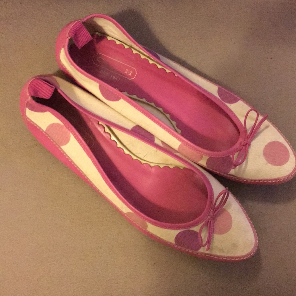 Coach Pink Polka Dot Flats Sz 8